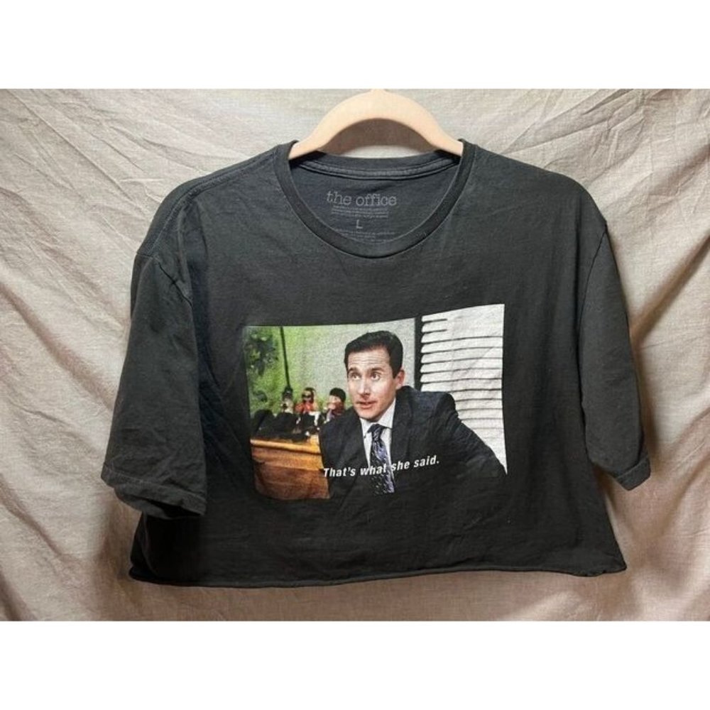 The Office Shirt Women Large Black Thats What She Said Cropped Tee Ladies.‎